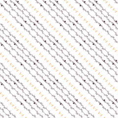 Fototapeta premium Floral Seamless Pattern With Diagonal Vine and Small Yellow Flowers on White Background