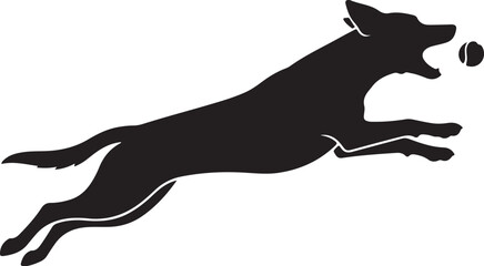 Fototapeta premium Black dog silhouette, running dog icon, jumping dog graphic, pet illustration