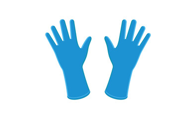 Obraz premium Protective Blue Rubber Cleaning Gloves for Housework and Industrial Safety in Flat Vector Illustration