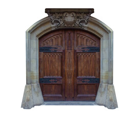 Obraz premium Elements of architecture of buildings, antique doors and gates with bars. On the streets in Catalonia, public places.