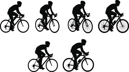Obraz premium Silhouette series cyclists in motion a dynamic representation of biking and athleticism