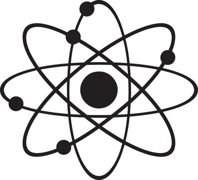 Simple Black and White Atom Model Icon