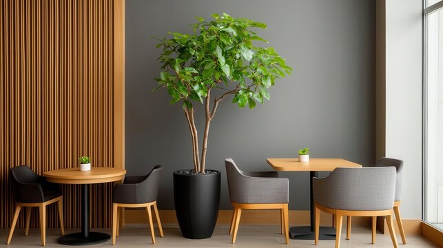 Unified design across rooms with light gray walls and warm oak wood accents