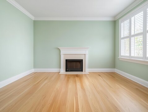 Calm and cohesive home with soft sage walls, white trim, and light wood