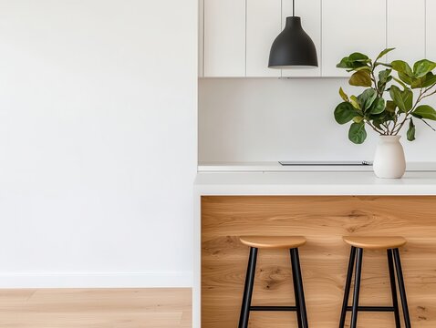 Scandinavianinspired home with cohesive white and wood elements across rooms