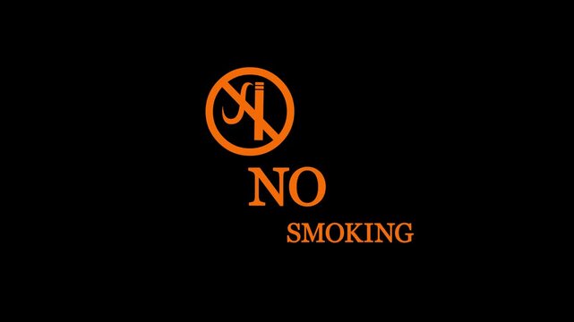 Animation of no smoking mark icon and the word &ldquo;NO SMOKING&rdquo;