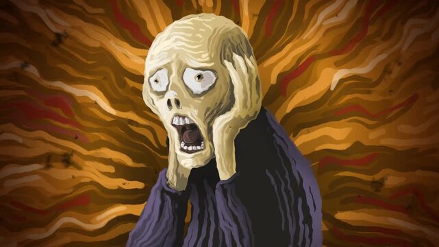 expressionist painting of screaming desperate man