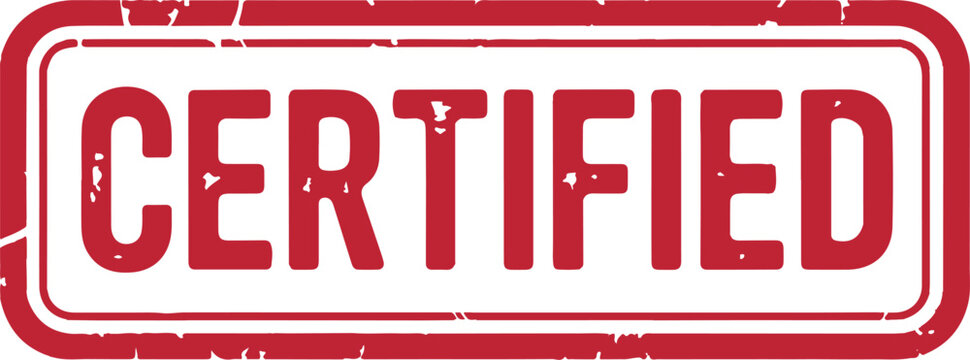 Vintage style certified label with bold distressed font design.