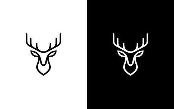Minimalist Monoline Deer Head Stag Logo Design