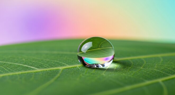 Macro Water Droplet Green Leaf