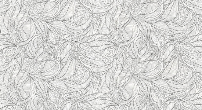 Abstract pattern of swirling lines and shapes in monochrome.
