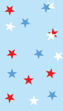 Star confetti vector pattern. Red white and blue party decor. Patriotic confetti for summer holidays 