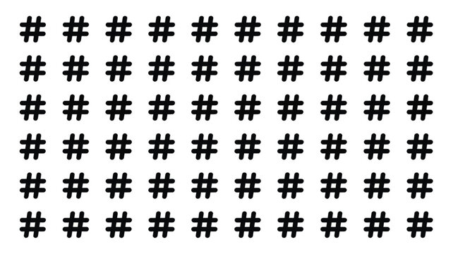 Seamless Black Hashtag Pattern on White Background
