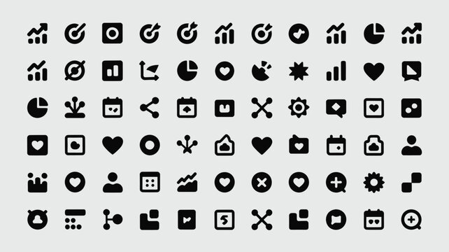 Set of 64 Black Basic Business and Finance Vector Icons