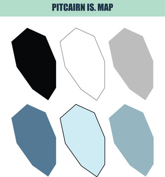 Pitcairn Island outlines in 6 different styles on a clean background