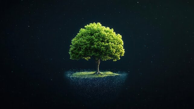 Galaxy shaped like a tree growing in the universe, conceptual nature and cosmos blend