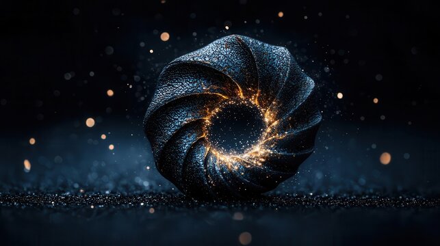 Spiral galaxy shaped like a seashell, nature and universe design fusion
