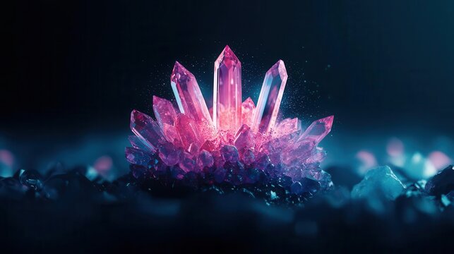 Galaxy blooming from center of crystal flower, surreal aesthetic concept