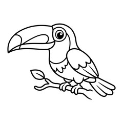 Fototapeta premium Toucan Coloring Book Page, Tropical Bird Vector Line Art
