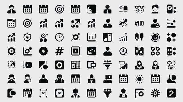 Set of 70 Black Business and Office Vector Icons