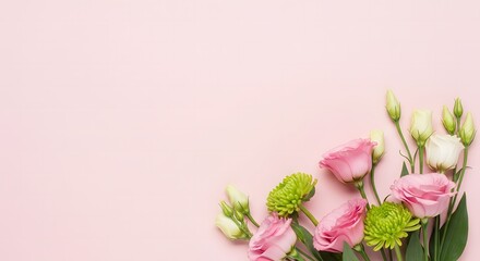 Obraz premium Happy mother's day beautiful pink and white lisianthus flowers on a soft pink background