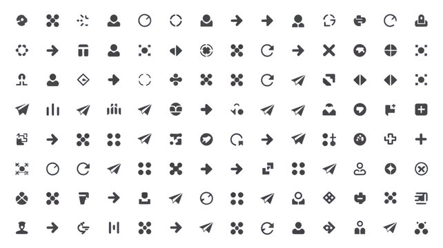 Set of 100 Minimalist UI UX Interface Icons Vector