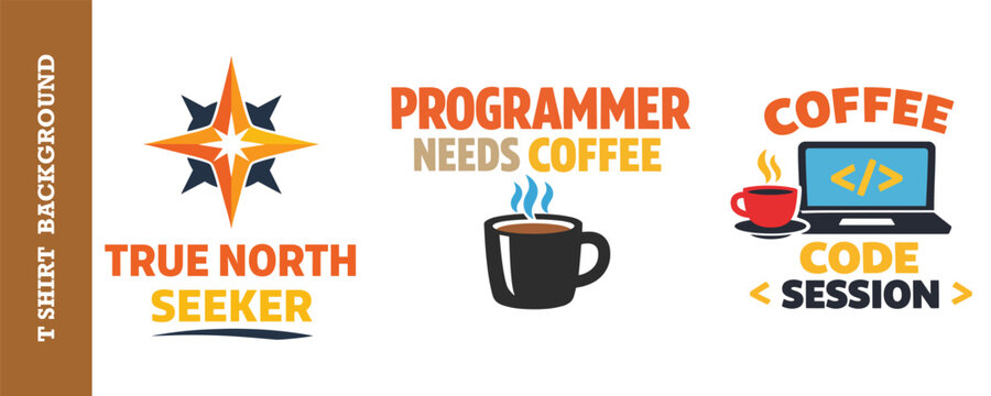 Programming and navigation themed badge collection for coffee loving outdoor enthusiasts.