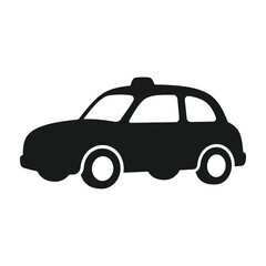 Naklejka premium Black silhouette of a classic taxi cab on white background