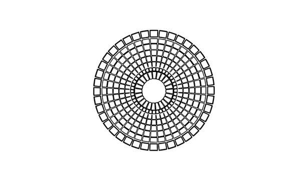 Stylized mosaic mandala circular pattern black and white minimal vector background design