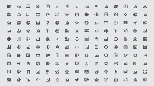 Set of 150 Gray Vector Business and Technology Icons