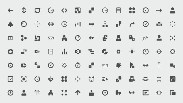 Set of 100 Black User Interface UI Icons Vector