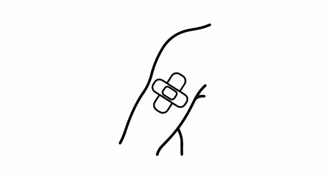 A simple line drawing of a bandage on skin