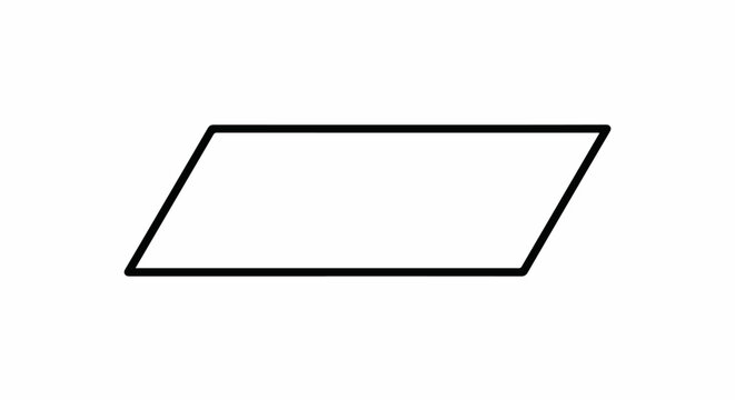 Black outline of a parallelogram on a white background