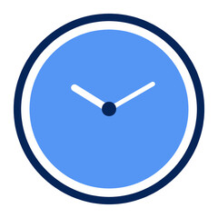 Blue Circle Clock Icon with White Hands for Time Management and Schedule Concept on Transparent Background for App Web and Business Design © Art_spiral