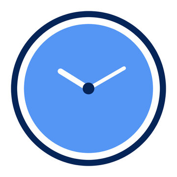 Blue Circle Clock Icon with White Hands for Time Management and Schedule Concept on Transparent Background for App Web and Business Design