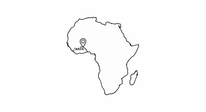 Outline map of Africa with a pin marking location Tarifa
