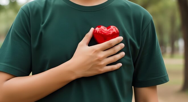 Hand holding red heart, World health day, Health care and mental health concept, Health insurance, Charity volunteer donation, CSR responsibility, World heart day, Self love