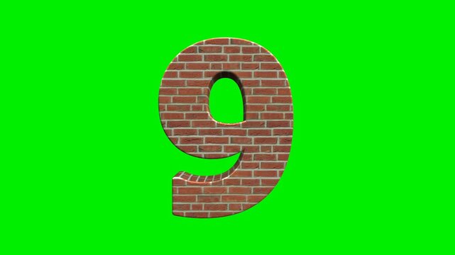 GSARealistic brick texture number collection on green screen background
