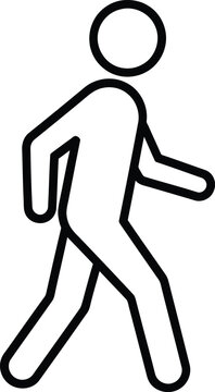 Stylized icon of a person walking forward with arms swinging