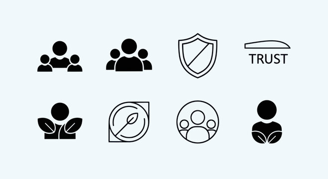 Teamwork, Trust, and Growth Icons: Business and Lifestyle Concepts