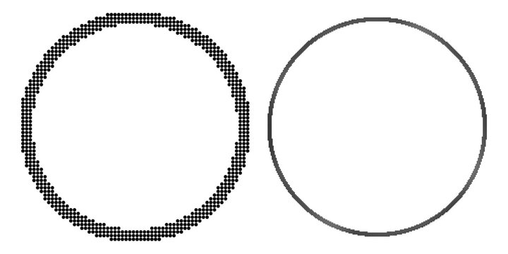 Set of abstract halftone circle frames. Black dotted round ring vector shapes isolated on transparent background