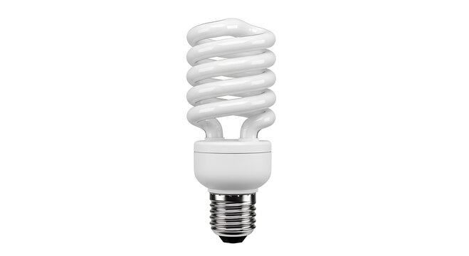 Energy saving spiral fluorescent light bulb isolated on white background. realistic 3d vector illustration of compact fluorescent lamp (CFL) for ecology and electricity concept.