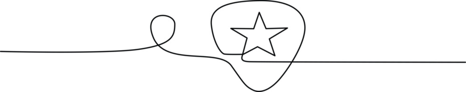 A whimsical guitar pick with a star inside a cloud-like shape floating nearby. Vector
