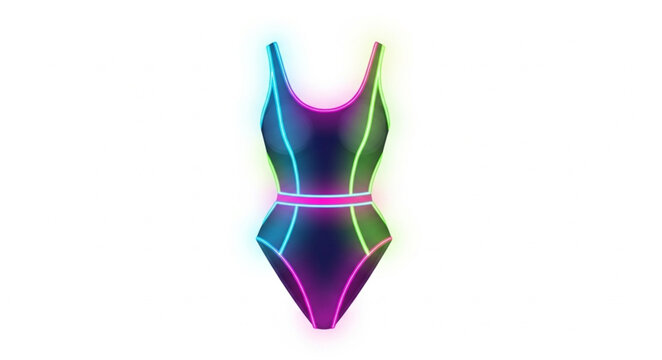 One Piece Swimsuit with Neon Outline.