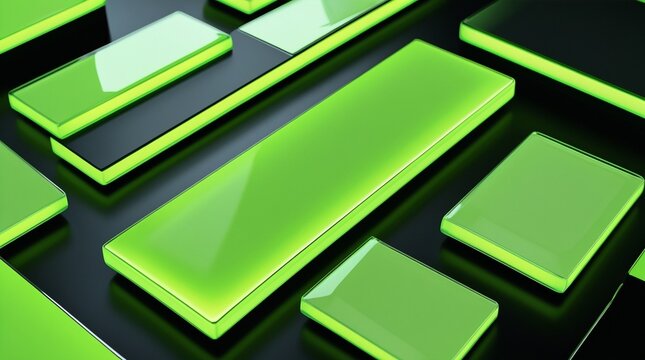 Futuristic Glowing Green Keyboard Keys Macro