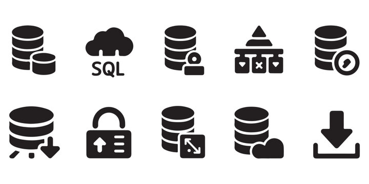 SQL Database and Data Management Icon Set