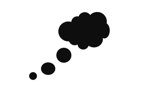 White cloud with a black outline. The cloud is thought to be a symbol of the mind. animation icon video