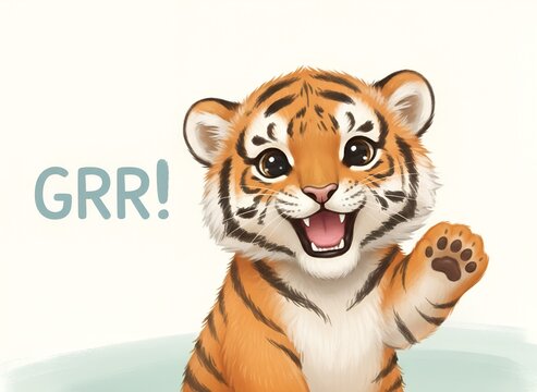 Cute Baby Tiger with GRR Text