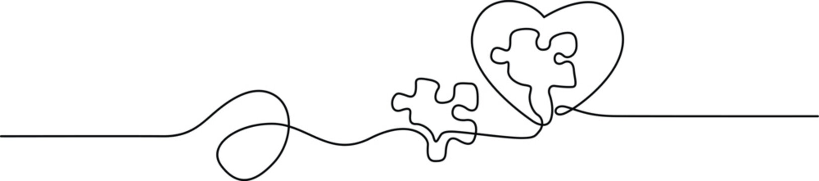 A whimsical journey of a heart-shaped puzzle piece finding its perfect match. Vector