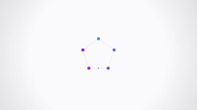 A simple geometric animation depicting a pentagon shape with colored nodes connecting dynamically